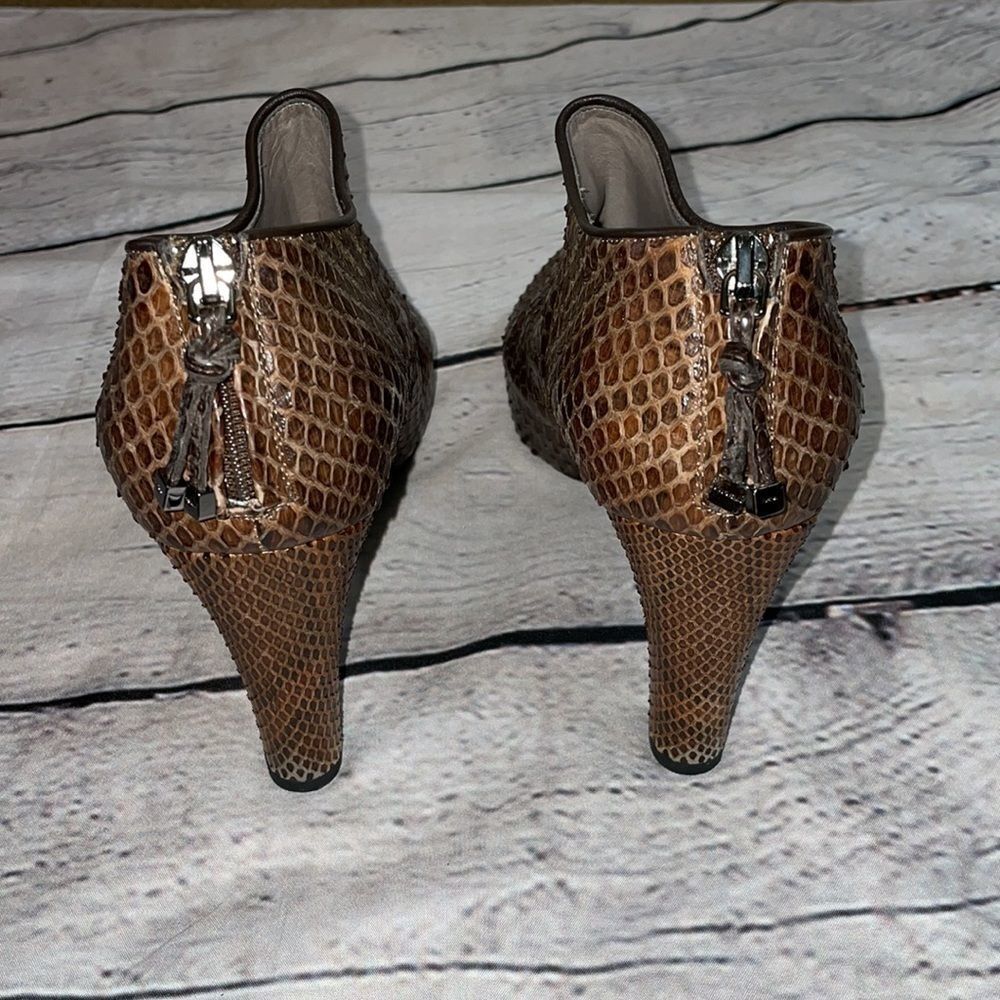 Brown Devi Kroell Snakeskin Booties - Picture 6 of 12